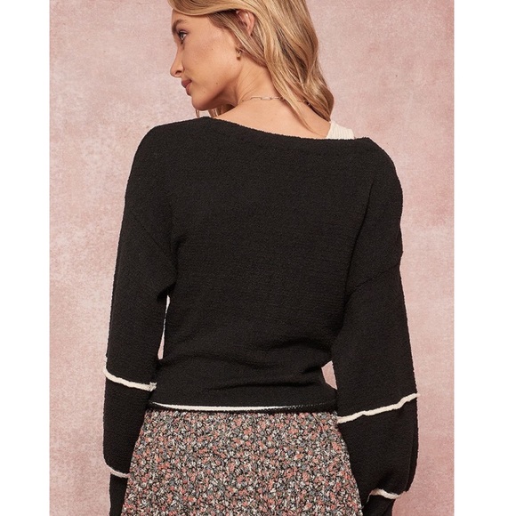 BLACK TIE FRONT TEXTURED CARDIGAN - Picture 3 of 4